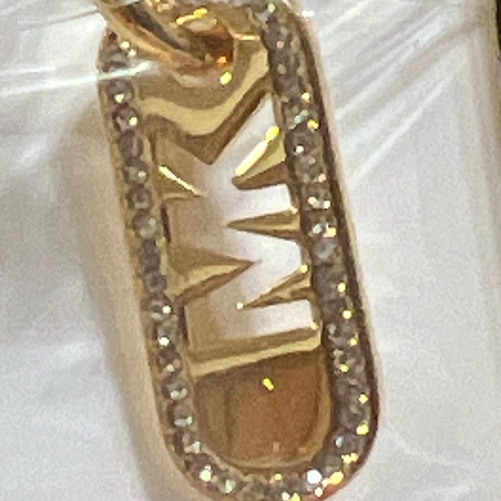 Michael Kors Huggie Hoop logo bar charm and crystal accents - Picture 7 of 12